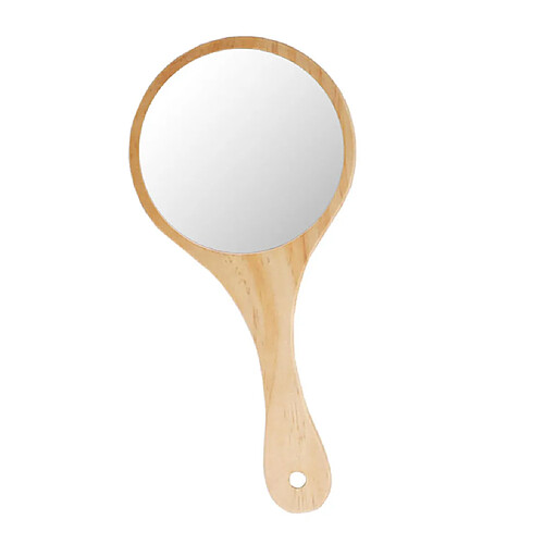 Miroir de vanité de main en bois portatif avec poignée pour le bois de voyage à la maison