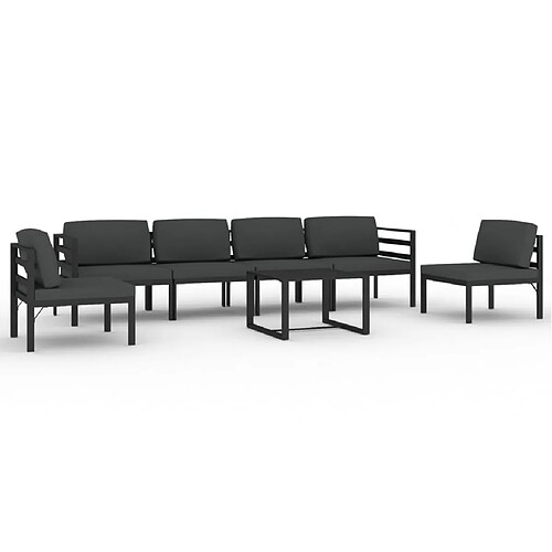 Maison Chic Ensemble Tables et chaises d'extérieur 7pcs avec coussins,Salon de jardin Aluminium Anthracite -GKD205229