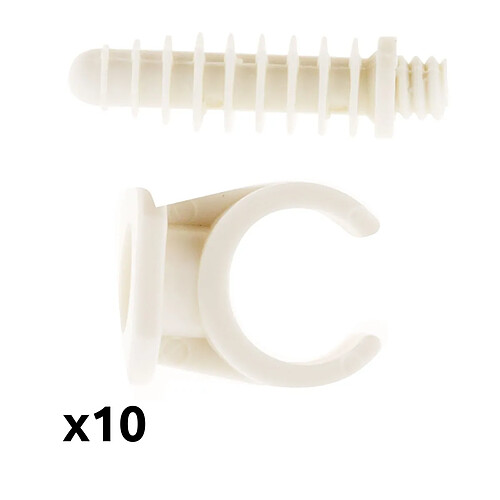 Lot de 10 clips avec chevilles Ø16mm - blanc - Zenitech