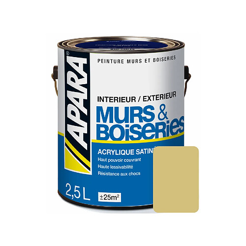 Apara Peinture intérieure couleur, acrylique satinée-2.5 litres-Taupe