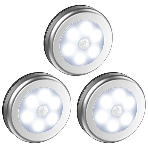 INF Spots LED avec veilleuse à détecteur de mouvement, pack de 3 Silver