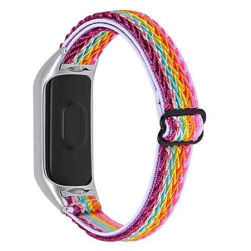 Bracelet en nylon tressée élastique réglable arc-en-ciel pour votre Xiaomi Mi Band 4/3