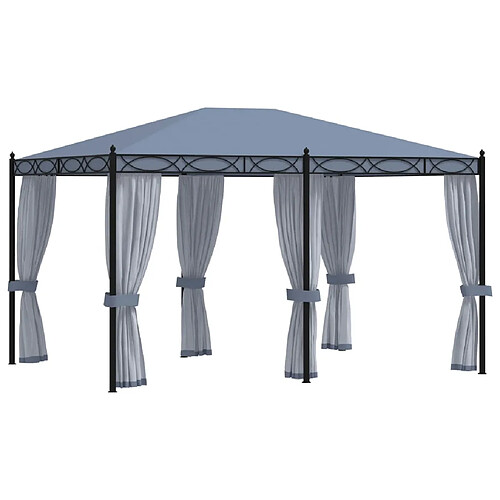 vidaXL Tonnelle avec moustiquaire 4x3 m - Anthracite