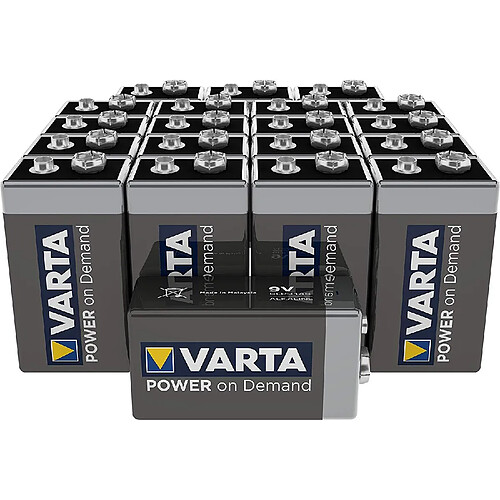 Varta Piles Alcalines Power on Demand Block 9V Haute Qualité Pack de 20