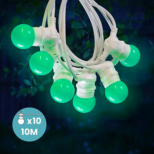 SkyLantern Guirlande Lumineuse Extérieur Vert 10 m Cable Blanc