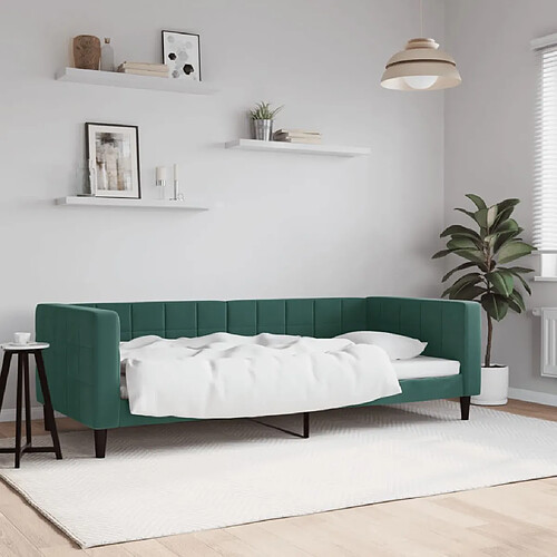 vidaXL Lit de repos sans matelas vert foncé 90x200 cm velours