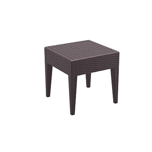 Decoshop26 Table basse de jardin carré étanche en plastique marron 45x45x45 cm MDJ10027