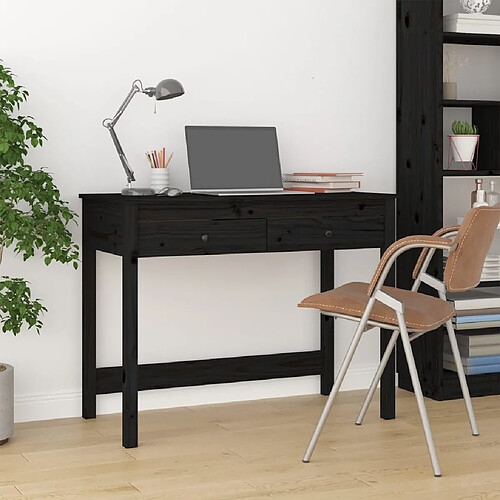 vidaXL Bureau avec tiroirs Noir 100x50x78 cm Bois massif de pin