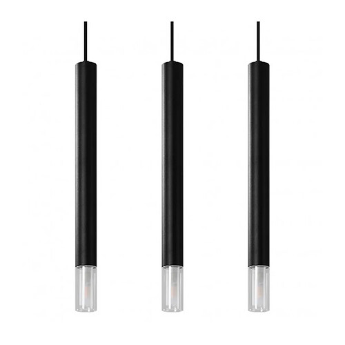 Luminaire Center Suspension Wezyr Bar Verre,acier Noir 3 ampoules 120cm