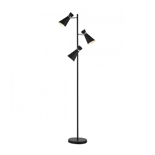 Luminaire Center Lampadaire Ashworth noir et chrome poli 3 ampoules