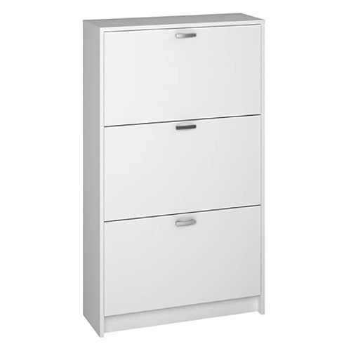 Pegane Commode Meuble à chaussures, coloris blanc - Longueur 70 x Hauteur 120 x Profondeur 25 cm