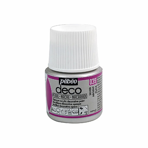 Pebeo Peinture acrylique opaque nacrée - Argent - 45 ml