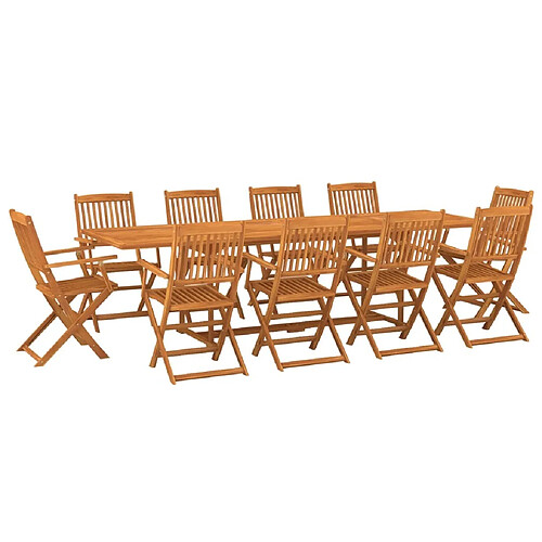 Maison Chic Mobilier à dîner 11 pcs de jardin - Ensemble table et chaises d'extérieur - Salon/Mobilier de jardin classique Bois d'acacia massif -MN65665