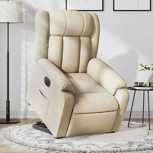 vidaXL Fauteuil inclinable électrique crème tissu