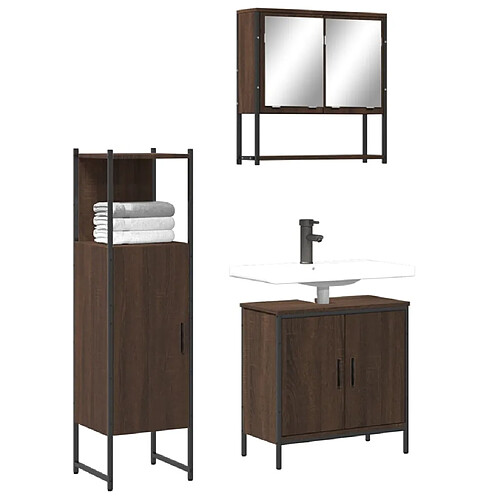 vidaXL Ensemble de meubles de salle de bain 3 pcs Chêne marron