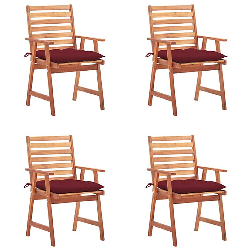 Maison Chic Lot de 4 Chaises à dîner d'extérieur avec coussins | Fauteuil chaises à manger d'extérieur Acacia massif -GKD31357