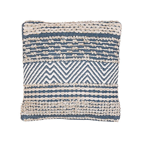 Beliani Coussin DEWBERRY Coton 45 x 45 cm Géométrique Bleu