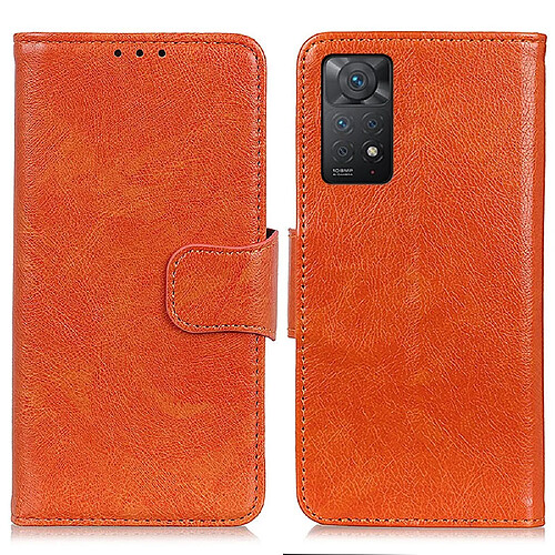 Etui en PU texture nappa, orange pour votre Xiaomi Redmi Note 11 Pro 5G (Qualcomm)/Note 11 Pro 4G (MediaTek)