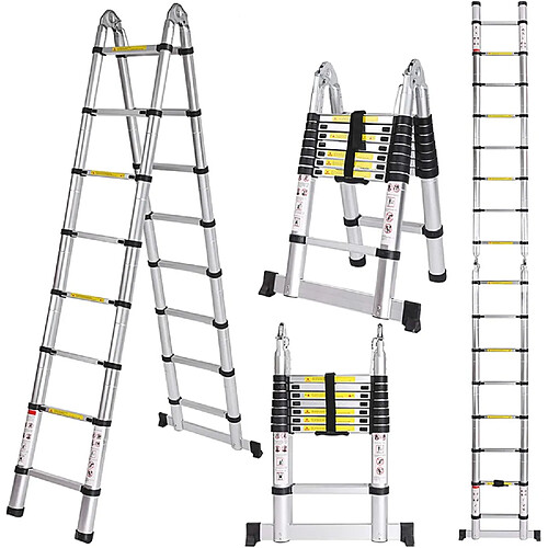 Échelle Télescopique Portable et Pliante Échelle Escamotable 3,2M (1,6M + 1,6M)