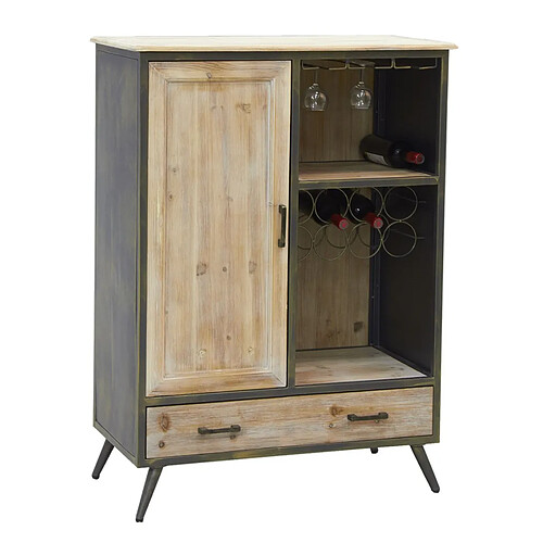 Aubry Gaspard Meuble bar en bois et métal étagères et tiroirs.