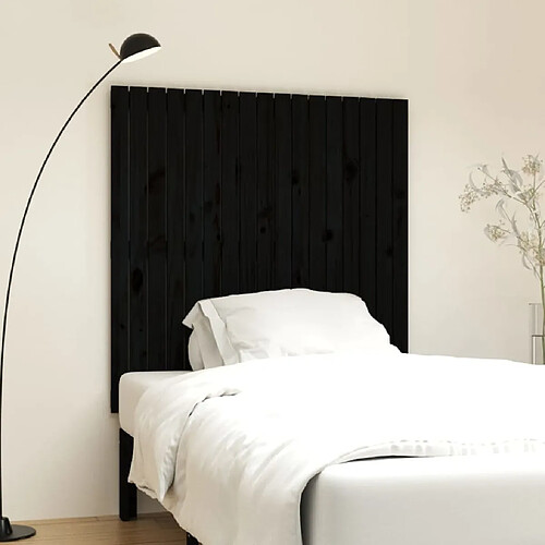 Maison Chic Tête de lit scandinave pour lit adulte,Meuble de chambre murale Noir 108x3x110 cm Bois massif de pin -MN60426