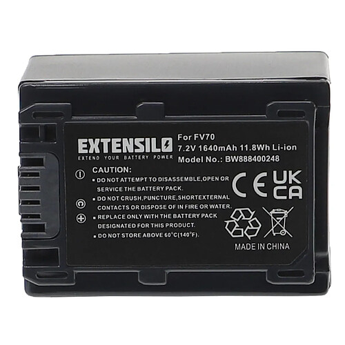 Vhbw EXTENSILO Batterie compatible avec Sony DCR-SX41, DCR-SX41E, DCR-SX34E, DCR-SX40E appareil photo, reflex numérique (1640mAh, 7,2V, Li-ion)