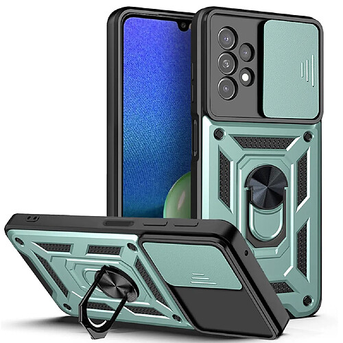 Coque en TPU anti-empreintes digitales avec béquille à anneau rotatif vert pour votre Samsung Galaxy A13 4G