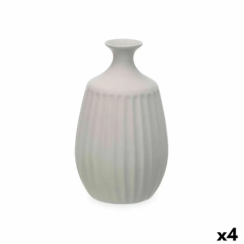 Gift Decor Vase Gris Céramique 19 x 31 x 19 cm (4 Unités) Rayures