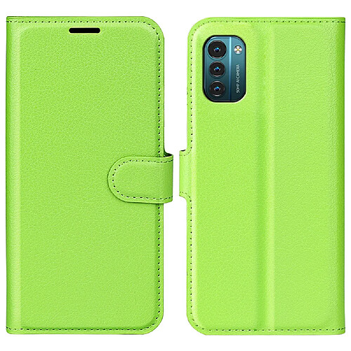 Etui en PU texture litchi avec support, vert pour votre Nokia G11/G21