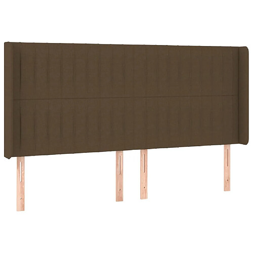 Maison Chic Tête de lit moderne avec oreilles pour chambre - Décoration de lit Marron foncé 203x16x118/128 cm Tissu -MN95496