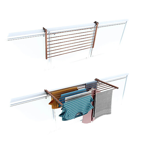 Foxydry Duo 102, Etendoir à linge pliant pour balustrades, extérieurs et balcons, Largeur 102 cm Corten