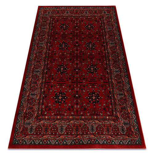 RUGSX Tapis en laine KASHQAI 4302 300 Fleurs, cadre bordeaux 120x170 cm