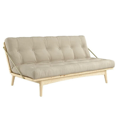 Inside 75 Banquette futon FOLK en pin massif coloris beige couchage 130 x 190 cm.