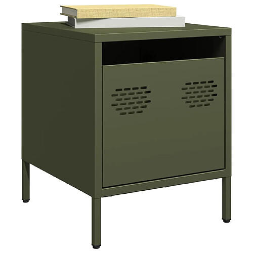 vidaXL Tables de chevet 2 pcs vert olive 35x39x43,5 cm acier