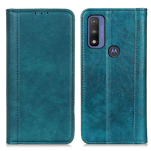 Etui en PU texture litchi fermeture automatique magnétique avec fonction de support, antichoc, vert pour votre Motorola G Pure