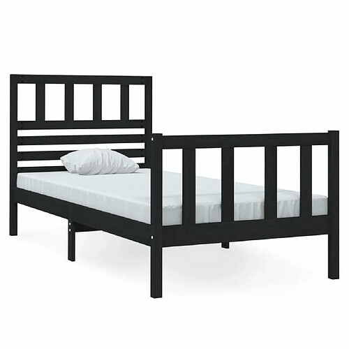 Maison Chic Lit Moderne Chambre - Cadre/structure de lit pour adulte Noir Bois massif 75x190 cm Petit simple -MN96773