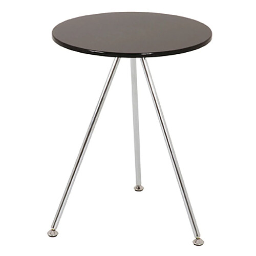 Table d'appoint en acier chromé noir et MDF brillant, H52 x Ø40 cm -PEGANE-