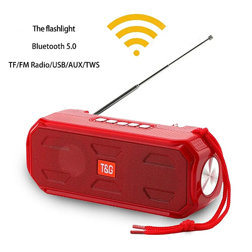 Universal Rouge Portable Silicone Bluetooth Haut-parleur Subwoofer Stéréo Support TWS TF AUX/USB/AUX/FM Récepteur Radio avec lampe de poche(Rouge)