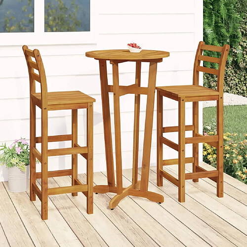 vidaXL Ensemble de bar de jardin 3 pcs bois d'acacia solide