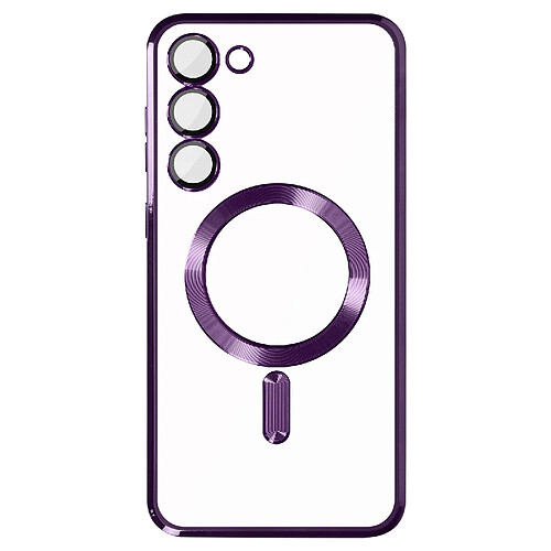 Avizar Coque MagSafe pour Samsung S23 silicone protection caméra Transparent / Violet