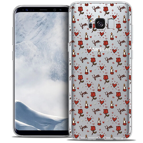 Caseink Coque Housse Etui Samsung Galaxy S8 (G950) [Crystal Gel HD Collection Love Saint Valentin Design Bougies et Roses - Souple - Ultra Fin - Imprimé en France]