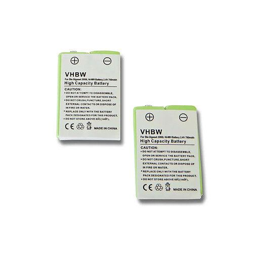 vhbw 2x batterie 700mAh (2.4V) pour téléphone fixe sans fil DeTeWe Eurix 250