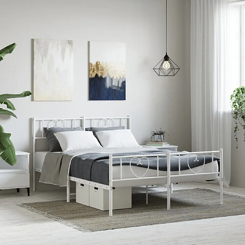 Maison Chic Lit adulte - Lit simple Cadre de lit métal avec tête de lit/pied de lit,Structure du lit Contemporain pour chambre blanc 120x190cm -MN61802