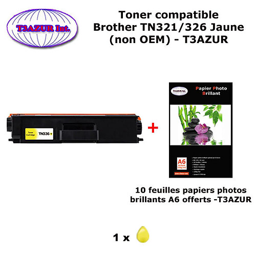 Toner compatible TN321, TN326 Y pour imprimante Brother MFC L8600CDW, L8650CDW, L8850CDW Jaune+10f A6 brillants - T3AZUR