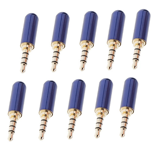 10pcs Connecteur Prise Jack Audio A / V à Souder 3.5mm 1/8 ''trrs 4 Pôles - Bleu