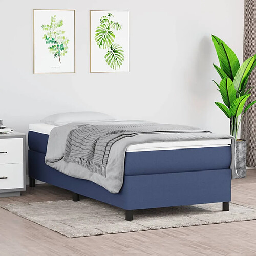 vidaXL Sommier à lattes de lit avec matelas Bleu 80x200 cm Tissu