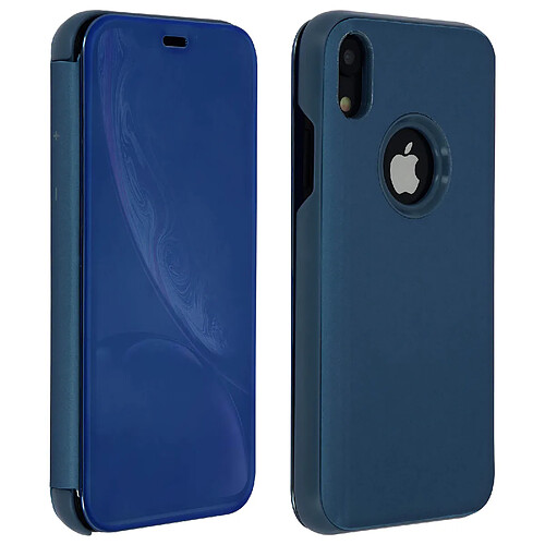 Avizar Housse Apple iPhone XR Etui Folio Miroir Ultra-fine Clapet Translucide - Bleu