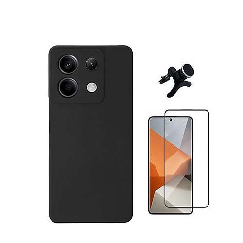 NIS Kit Film Full Cover + Couverture Silicone + Support Extra Ferme Redmi Note 13 Pro 4G Noir