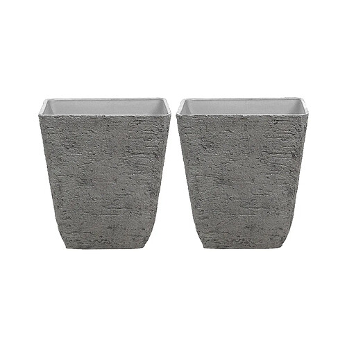 Beliani Lot de 2 cache-pots gris 49 x 49 x 53 cm DELOS