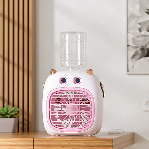 (Double Rose) Mini Ventilateur De Climatiseur Portable Humidificateur Refroidisseur Usb 4 Vitesses Et Pratique